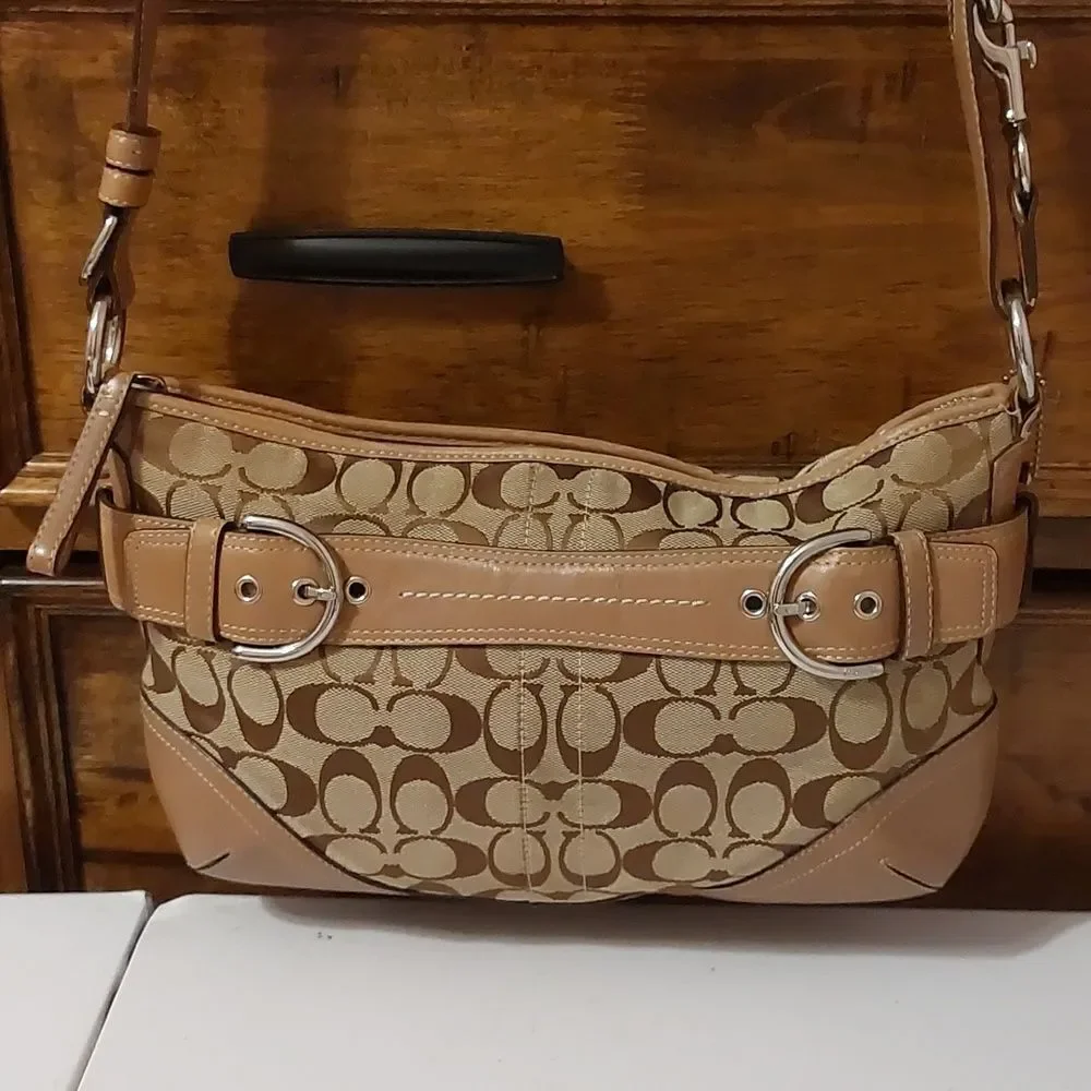 Coach Logo Signature Hamptons Hobo Bag F07077